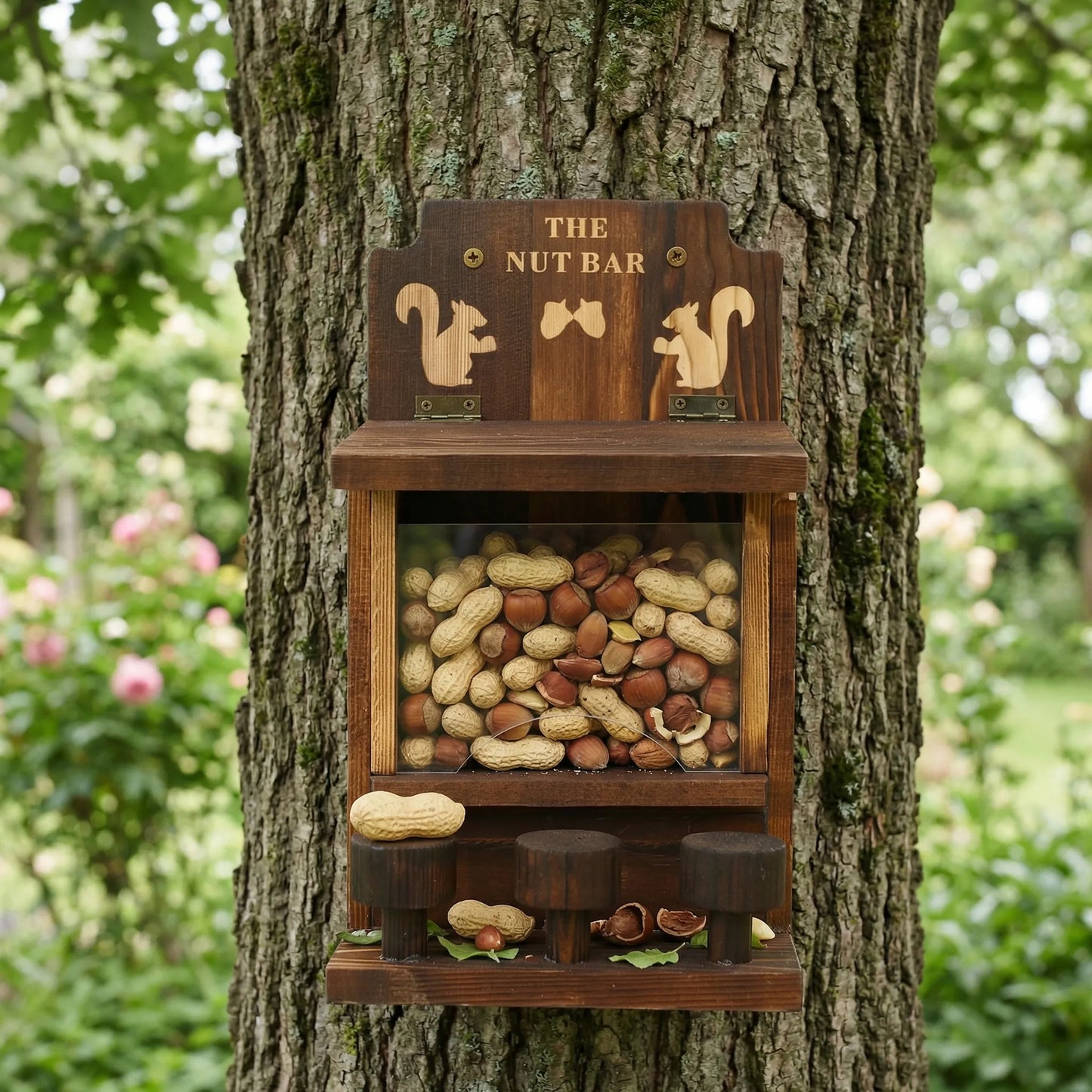 Wooden Squirrel Feeder - The Nut Bar
