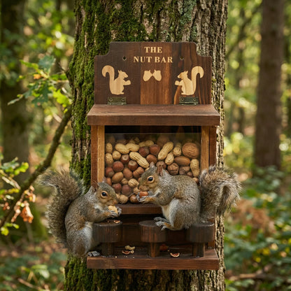 Wooden Squirrel Feeder - The Nut Bar