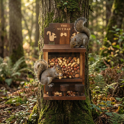 Wooden Squirrel Feeder - The Nut Bar