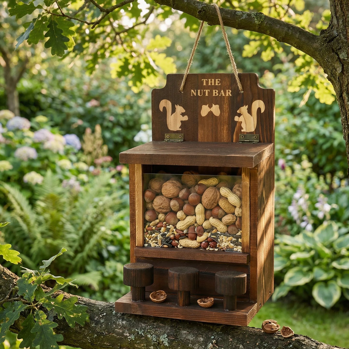 Wooden Squirrel Feeder - The Nut Bar