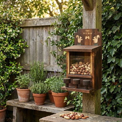 Wooden Squirrel Feeder - The Nut Bar